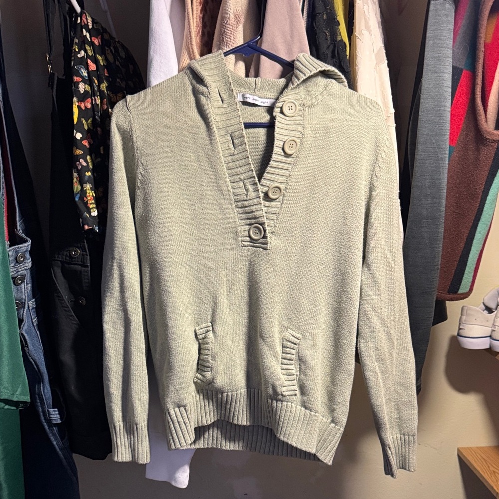 Light Green Button-Up Hoodie